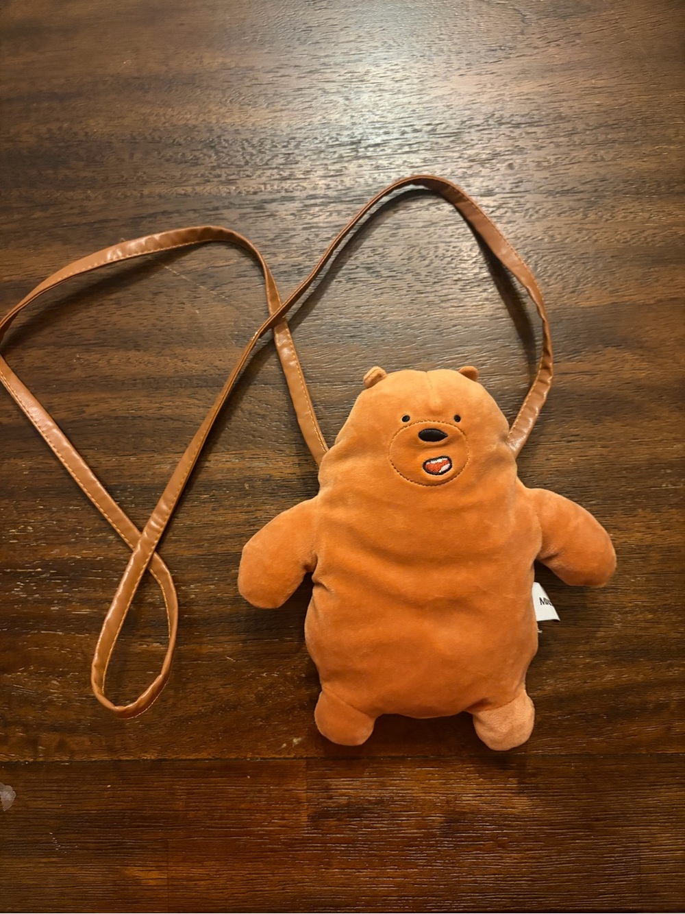 MINISO We Bare Bears Grizzly Plush Crossbody Bag Cartoon Network Brown Bear
